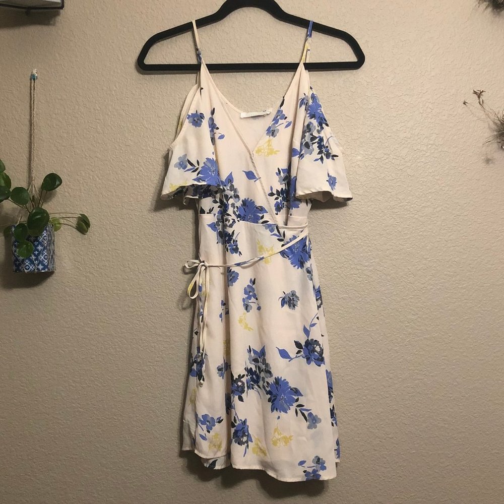 Lush Floral Cold Shoulder Wrap Dress